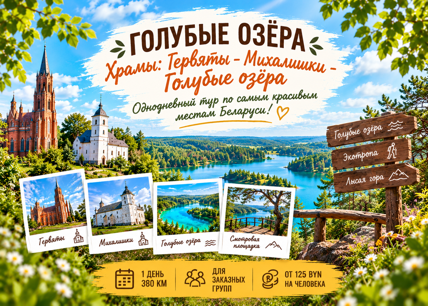 Тур на Голубые озёра + храмы в Гервятах и Михалишках — тур из Минска